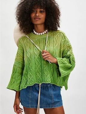 NWOT Free People Washed Ashore Cable Knit Sweater